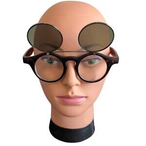 Round Flip Up Y2K Sunglasses Tortoiseshell Retro Steampunk Festival UV400 Shades